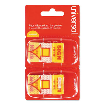 Universal® Arrow Page Flags, "sign Here", Yellow-red, 2 Dispensers Of 50 Flags-pack freeshipping - TVN Wholesale